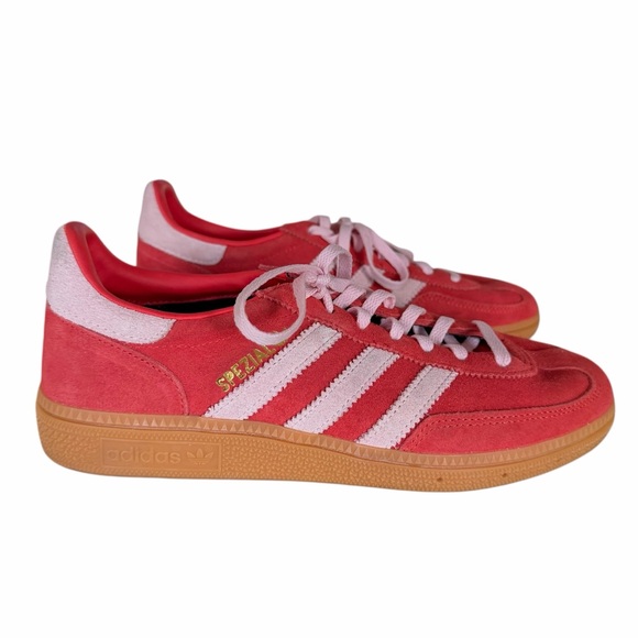 Adidas Handball Spezial Bright Red Clear Pink Womens Sneakers Size 7 Suede NWOT - Picture 2 of 12